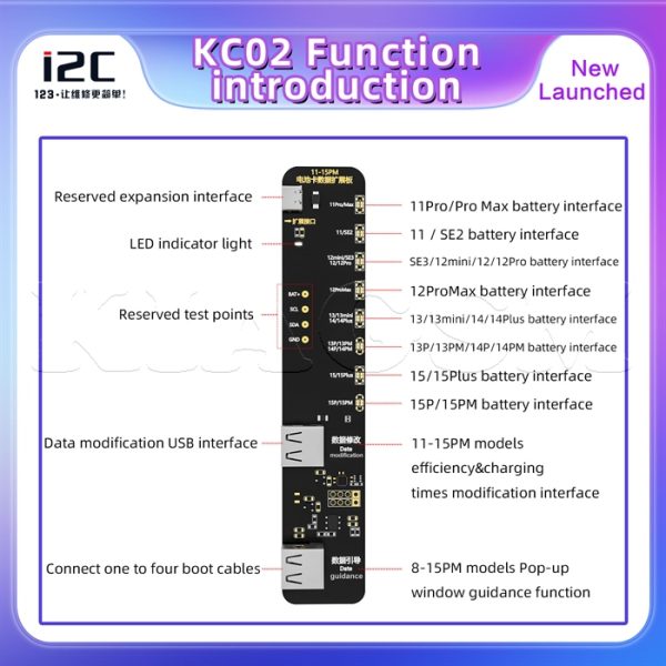 پروگرامر باتری آیفون KC02 برند i2C بدون تگ